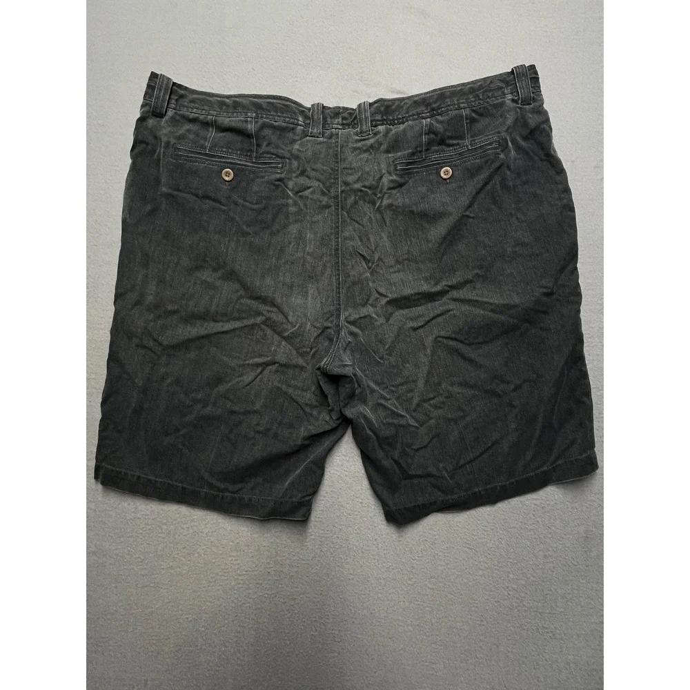 Tommy Bahama Mens 42 Silk Cotton Herringbone Flat Front Shorts Faded Black 9
